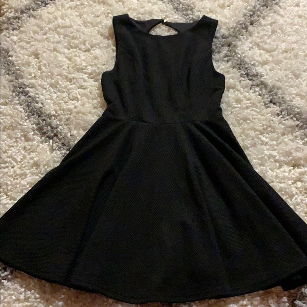 Lulus black open back skater style dress medium